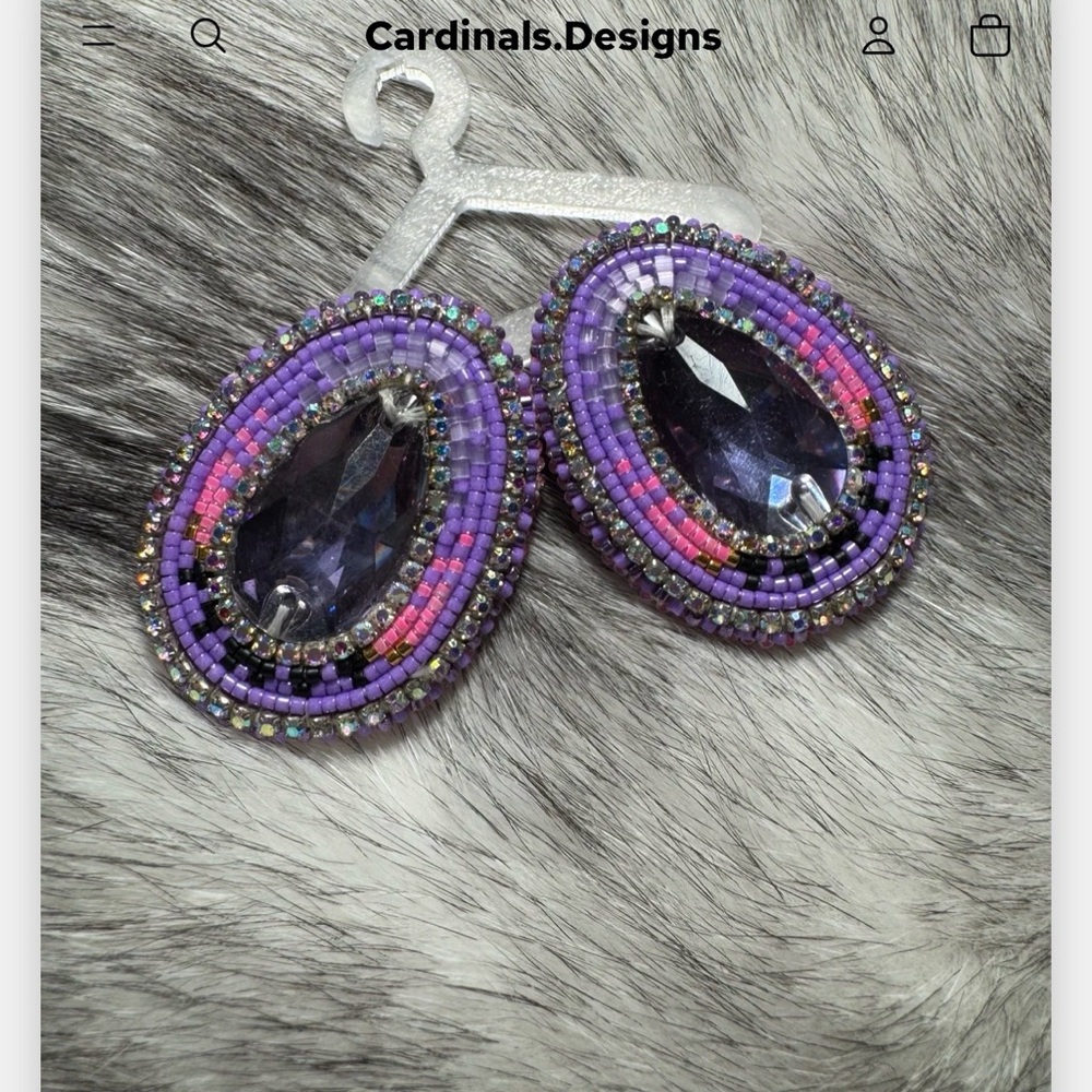 Purple Beaded Earrings